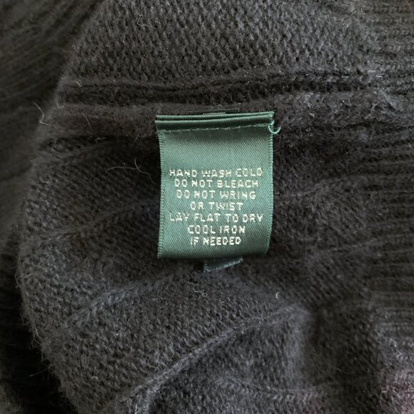 Lauren Ralph Lauren Black Collared Cable Knit Sweater Women's Size Medium Lambsw - Picture 9 of 10